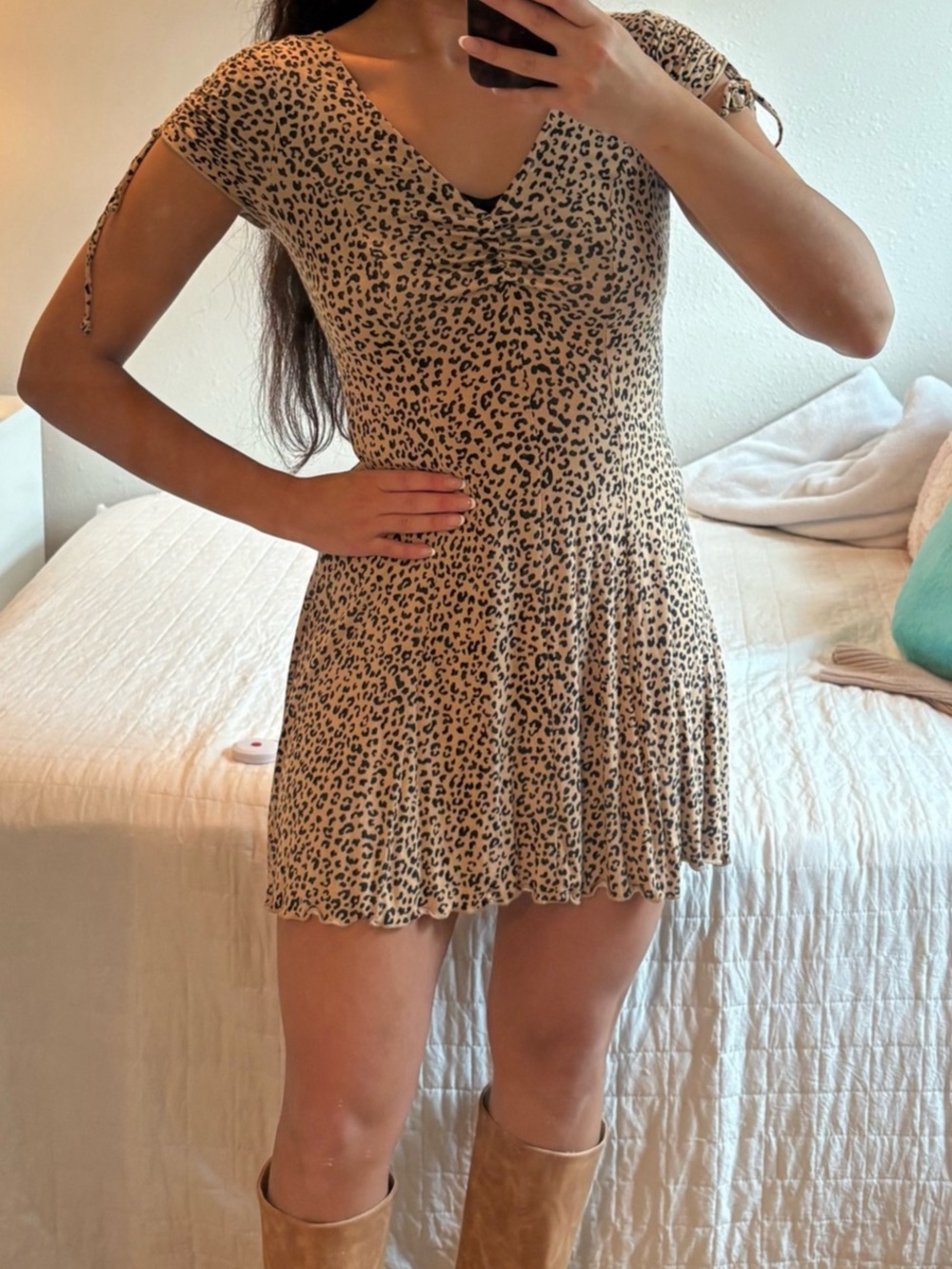 love fire Animal Print Mini Dress in Brown & Black Size Small